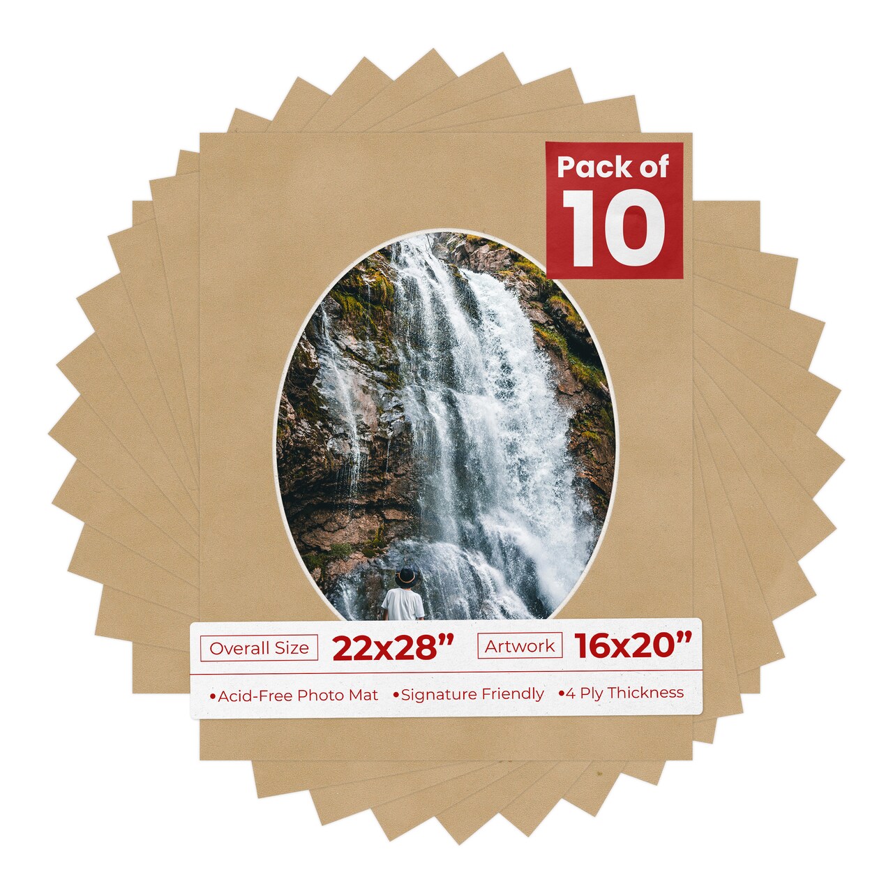 Beige Suede Mat Board for 22x28 Frames - Oval Opening for 16x20 Photos